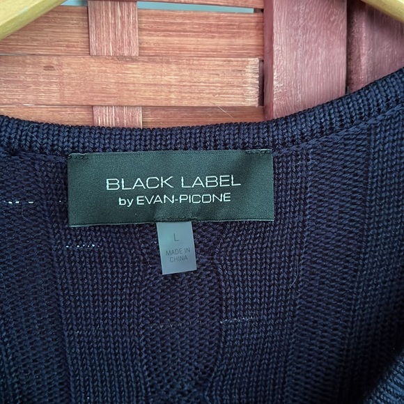NWT Black Label by Evan Picone Navy Blue Long Sleeve Knitted Sweater Dress Large - Picture 9 of 13
